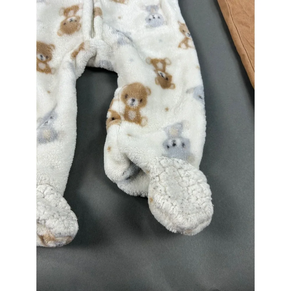 Baby Gear Boys 3pc Set 6-9M Teddy Bear‎ Fleece Footie Joggers Chinos Multicolor